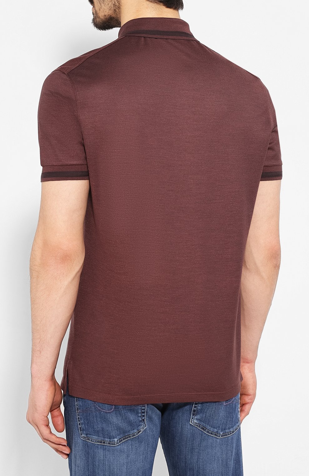 Поло из смеси хлопка и шелка ZEGNA, арт. UU541/746, фото 4