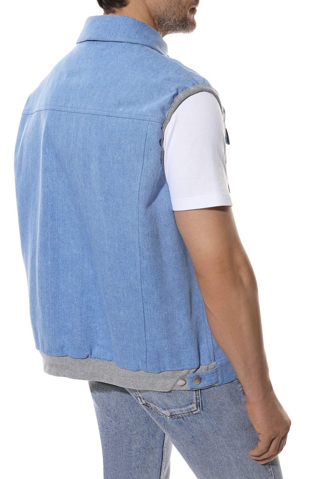Джинсовый жилет KITON голубого цвета по цене 351500 руб., арт. UW1166V0851A/60-68, фото 4 Джинсовый жилет KITON, арт. UW1166V0851A/60-68, фото 4