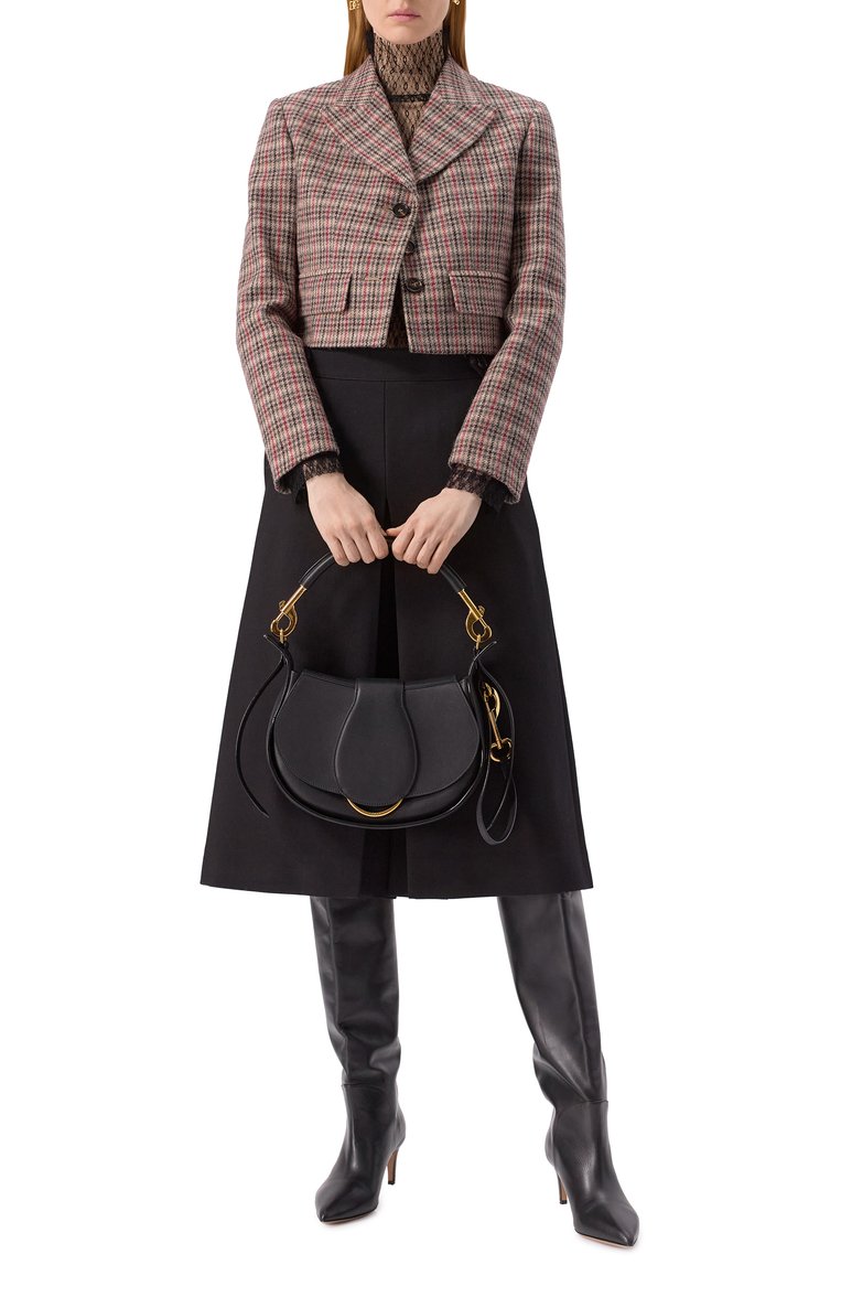 Женская сумка ride CHLOÉ черного цвета, арт. CHC25SS581032 | Фото 7 (Размер: medium; Материал: Натуральная кожа)