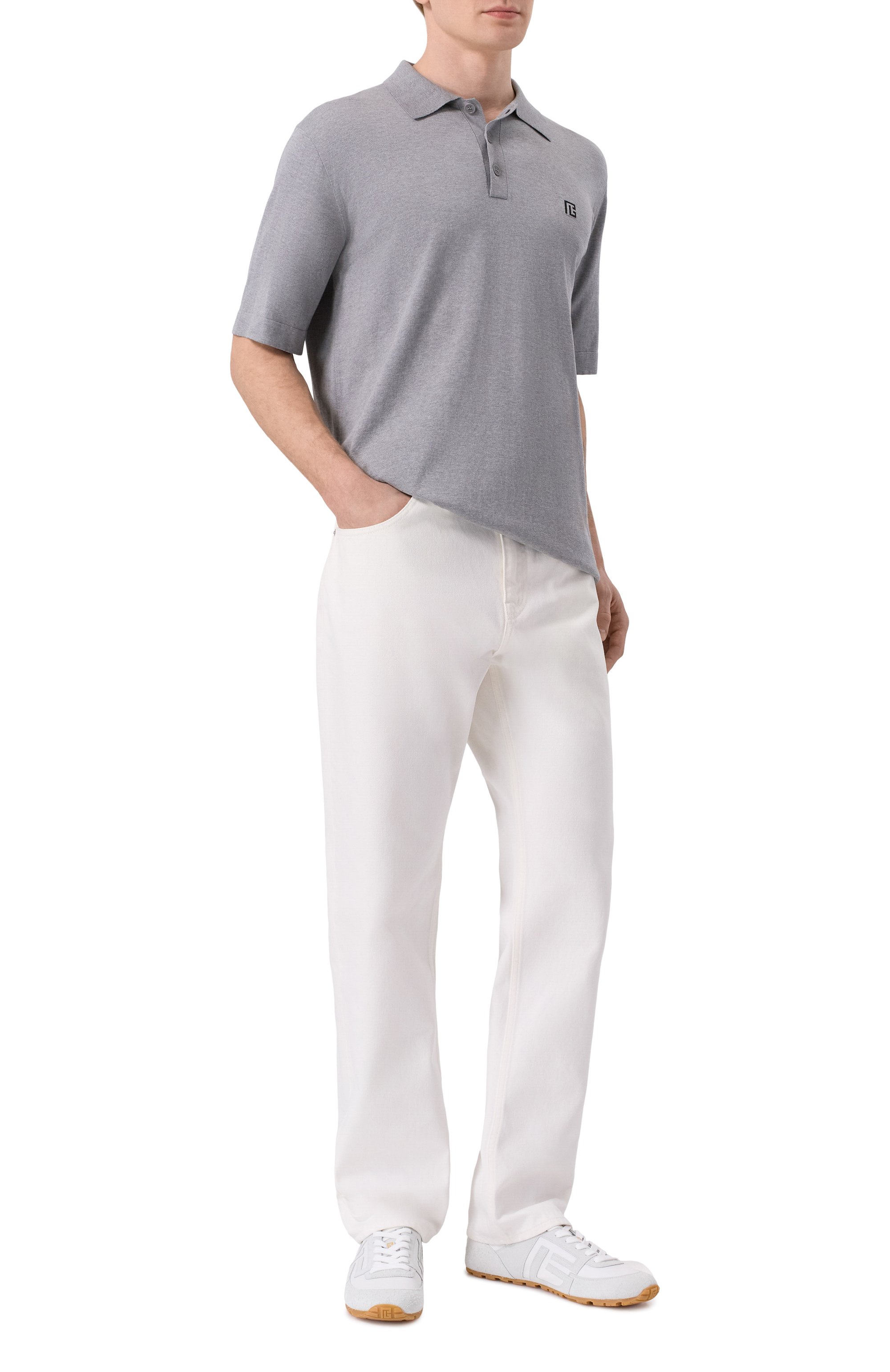 Поло из шелка и хлопка BALMAIN, арт. GH1GB044/KJ53, фото 2