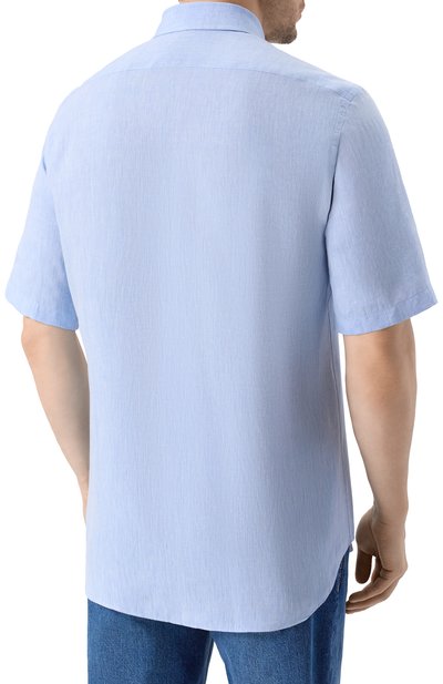 Льняная рубашка PAUL&SHARK голубого цвета по цене 39950 руб., арт. 26413161, фото 4 Льняная рубашка PAUL&SHARK, арт. 26413161, фото 4