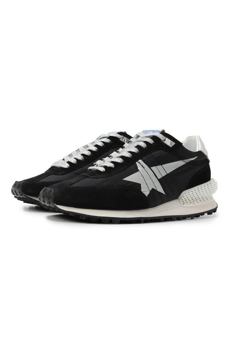 Женские комбинированные кроссовки marathon GOLDEN GOOSE DELUXE BRAND черного цвета, арт. GWF00684.F005675 | Фото 1 (Подошва: Платформа; Материал внутренний: Натуральная кожа; Материал вн�ешний: Текстиль, Натуральная кожа; Кросс-КТ: Низкие; Материал утеплителя: Без утеплителя; Стили: Кэжуэл; Автоматизация состава: Проставлено; Автоматизация ТО: Проставлено)