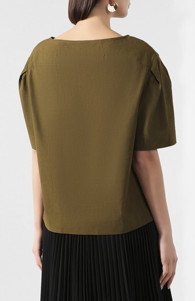 Топ из смеси льна и хлопка DRIES VAN NOTEN хаки цвета по цене 44350 руб., арт. 201-30786-9352, фото 4 Топ из смеси льна и хлопка DRIES VAN NOTEN, арт. 201-30786-9352, фото 4