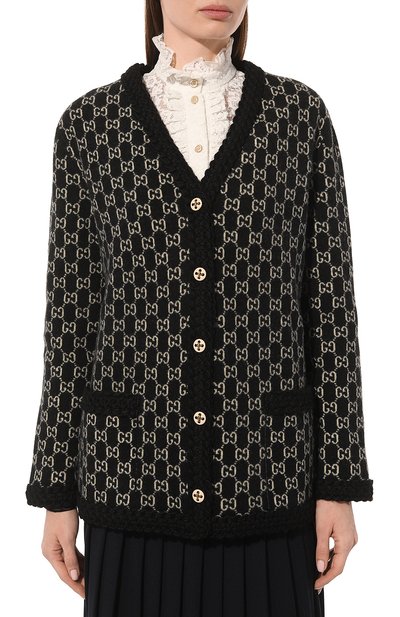 Шерстяной кардиган GUCCI черного цвета по цене 316800 руб., арт. 644570 XKBN1, фото 3 Шерстяной кардиган GUCCI, арт. 644570 XKBN1, фото 3