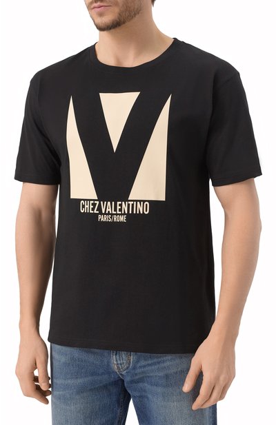 Хлопковая футболка VALENTINO черного цвета по цене 91950 руб., арт. 6V3MG16P/AQ9, фото 3 Хлопковая футболка VALENTINO, арт. 6V3MG16P/AQ9, фото 3