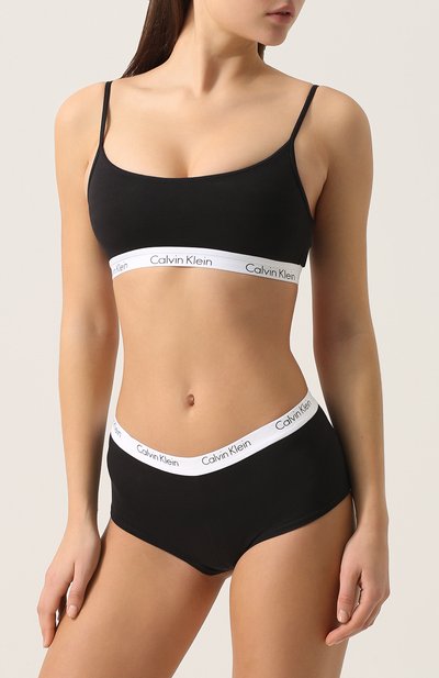Хлопковый бюстгальтер с логотипом бренда CALVIN KLEIN черного цвета по цене 4705 руб., арт. QF1536E, фото 2 Хлопковый бюстгальтер с логотипом бренда CALVIN KLEIN, арт. QF1536E, фото 2