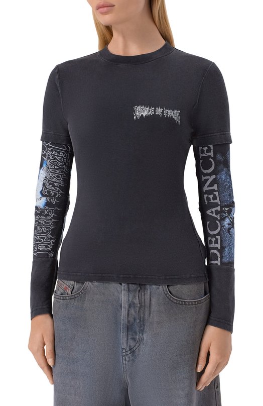 Хлопковый лонгслив VETEMENTS WCF76LS970B Чёрный  WCF76LS970B Фото 3