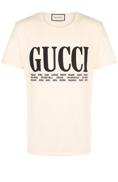 Хлопковая футболка с принтом GUCCI, арт. 493117/X3M22, фото 1