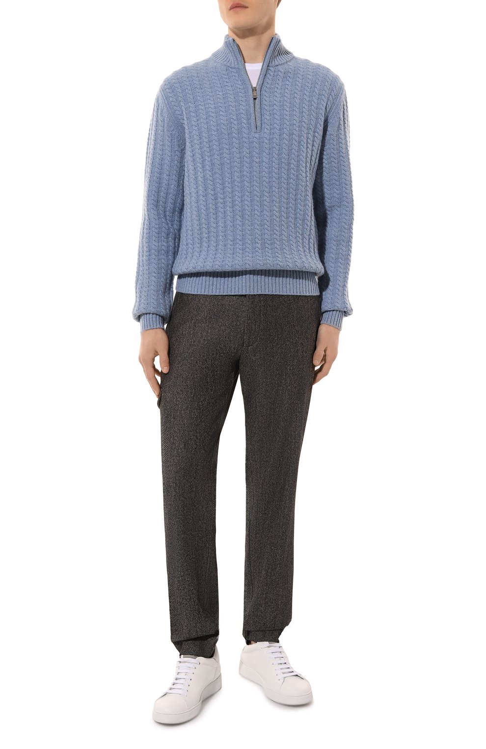 Джемпер из шерсти и кашемира ANDREA CAMPAGNA голубого цвета по цене 84800 руб., арт. AC03B, фото 2 Джемпер из шерсти и кашемира ANDREA CAMPAGNA, арт. AC03B, фото 2