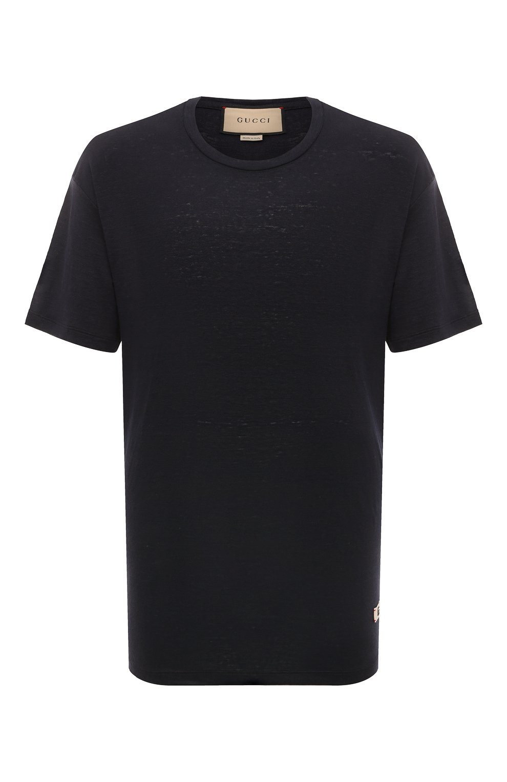 Льняная футболка GUCCI темно-синего цвета по цене 69120 руб., арт. 650083 XJC6N, фото 1 Льняная футболка GUCCI, арт. 650083 XJC6N, фото 1