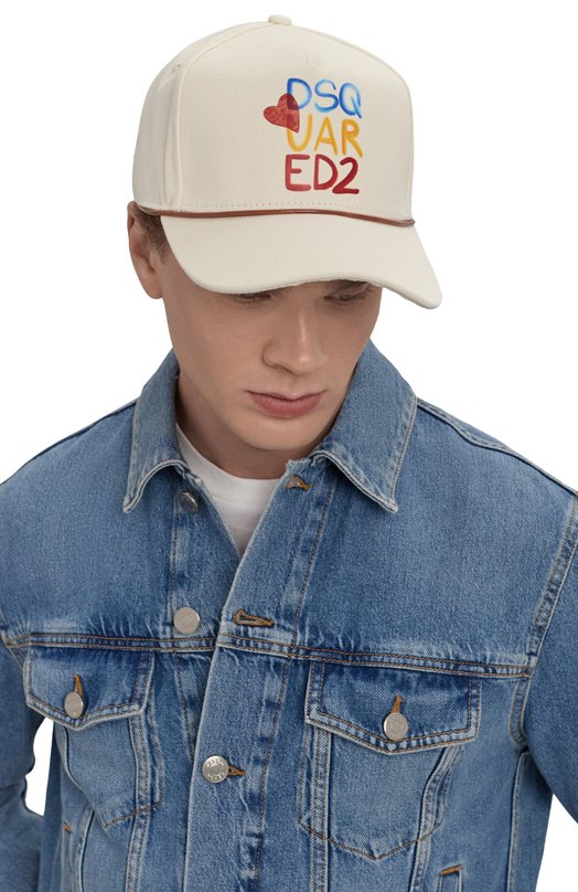 Хлопковая бейсболка Dsquared2 BCM0920 Кремовый  BCM0920 Фото 2