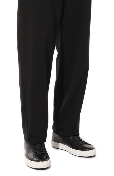 Кожаные кеды BOSS темно-синего цвета по цене 39200 руб., арт. 50499798, фото 3 Кожаные кеды BOSS, арт. 50499798, фото 3