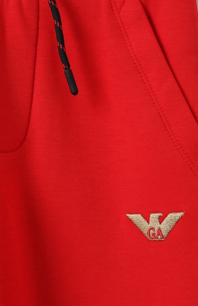 Хлопковые джоггеры EMPORIO ARMANI красного цвета по цене 20650 руб., арт. EB000263/AF10126, фото 3 Хлопковые джоггеры EMPORIO ARMANI, арт. EB000263/AF10126, фото 3