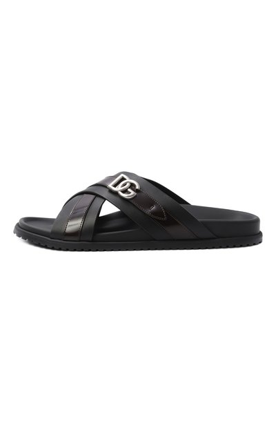 Кожаные шлепанцы DOLCE & GABBANA черного цвета по цене 107000 руб., арт. A80624/A0765, фото 3 Кожаные шлепанцы DOLCE & GABBANA, арт. A80624/A0765, фото 3