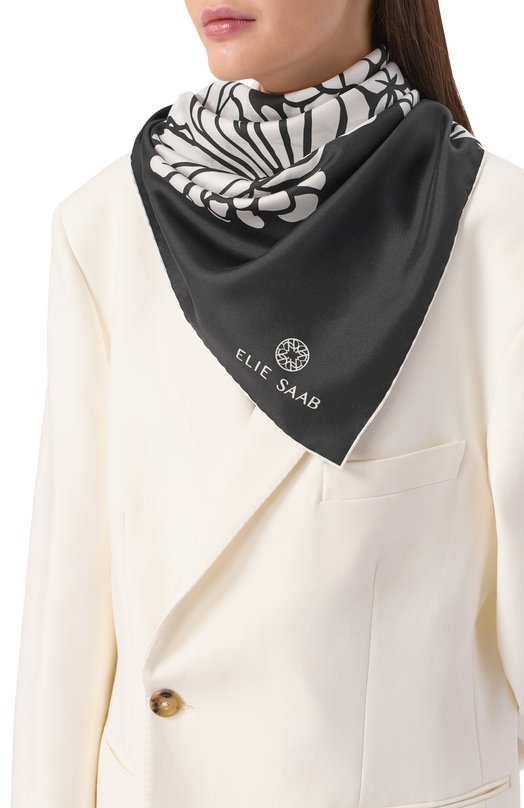 Шелковый платок Elie Saab SE9090ST751 Чёрно-белый  SE9090ST751 Фото 2