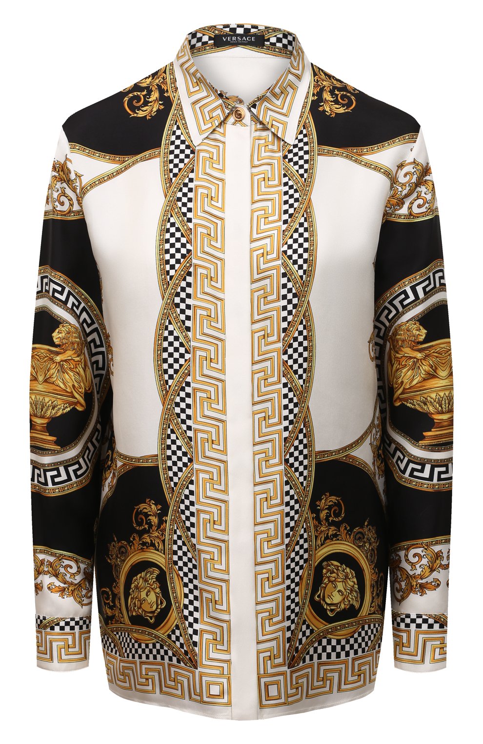 Шелковая рубашка VERSACE разноцветного цвета по цене 163500 руб., арт. 1001360/1A03065, фото 1 Шелковая рубашка VERSACE, арт. 1001360/1A03065, фото 1