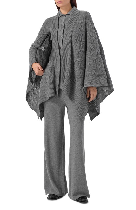 Накидка из шерсти и кашемира Ermanno Scervino D474D503DGE Серый  D474D503DGE Фото 2