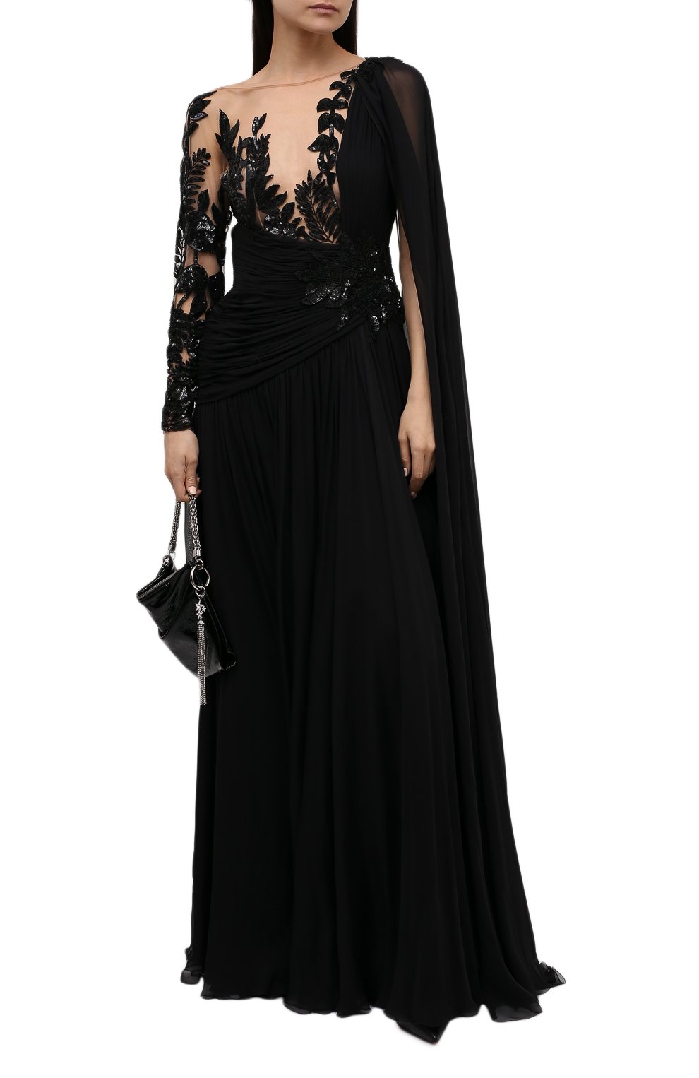 Шелковое платье с отделкой пайетками ZUHAIR MURAD, арт. DRS21020/CHSI020, фото 2