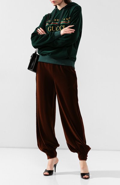 Хлопковые джоггеры GUCCI коричневого цвета по цене 158400 руб., арт. 595846/XJBUH, фото 2 Хлопковые джоггеры GUCCI, арт. 595846/XJBUH, фото 2