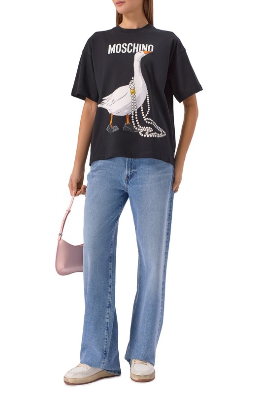 Хлопковая футболка Moschino V0703/0541 Чёрный  V0703/0541 Фото 2