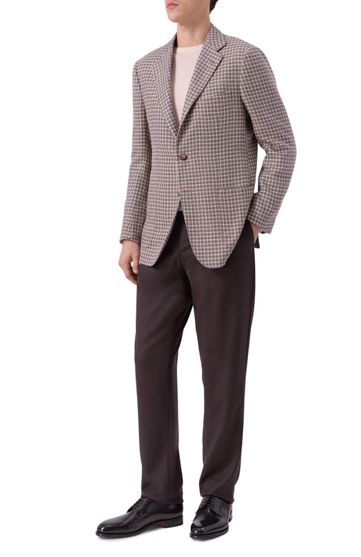 Пиджак из кашемира и шерсти Kiton UG81K0610E53 Коричневый  UG81K0610E53 Фото 3