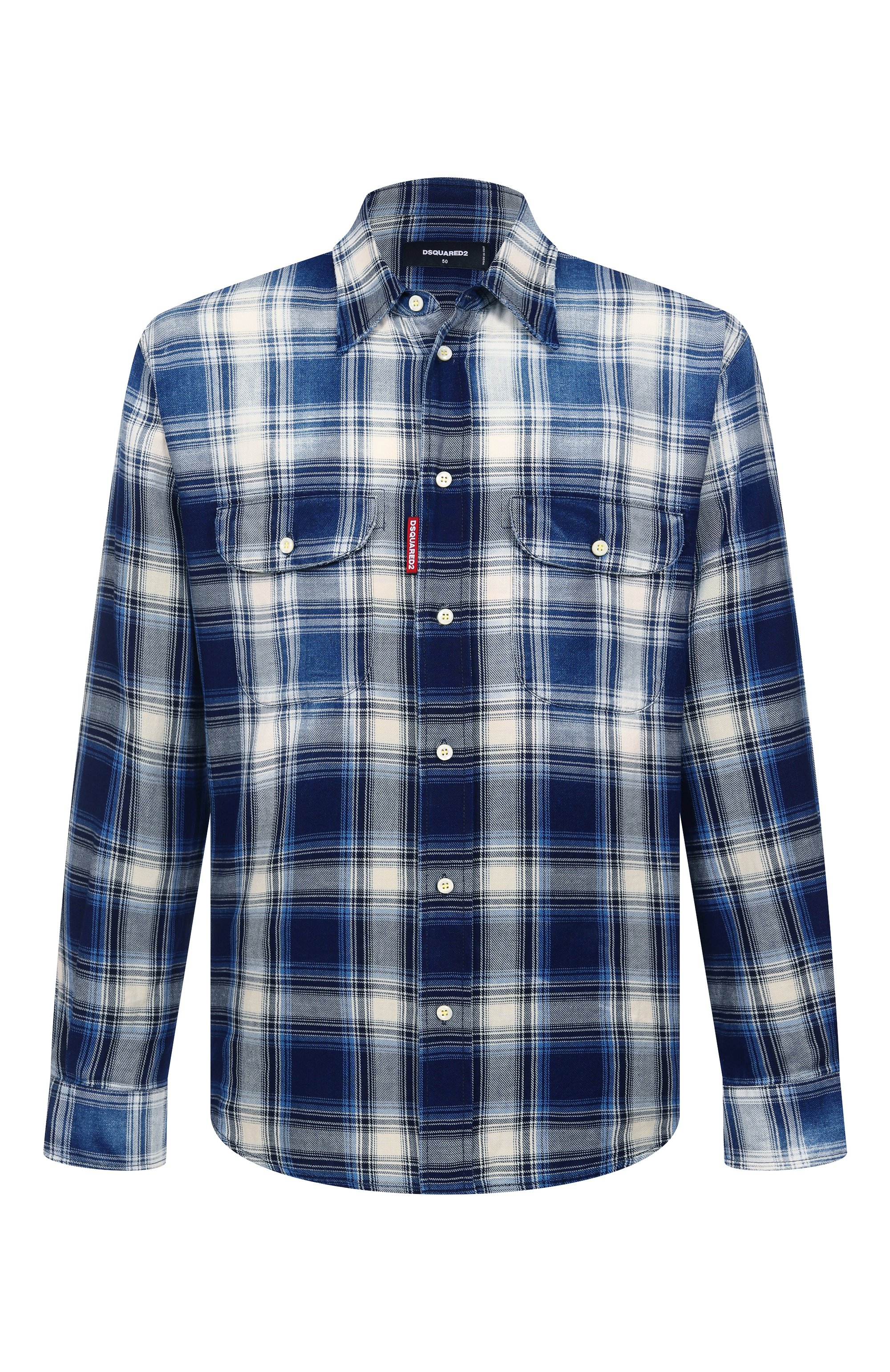 Хлопковая рубашка DSQUARED2 синего цвета по цене 59950 руб., арт. S74DM0958/D35206, фото 1 Хлопковая рубашка DSQUARED2, арт. S74DM0958/D35206, фото 1