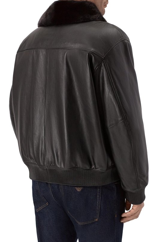 Кожаный бомбер с подкладкой из норки MVST M25.1PM.0004/PL0NGE Чёрный  M25.1PM.0004/PL0NGE Фото 4