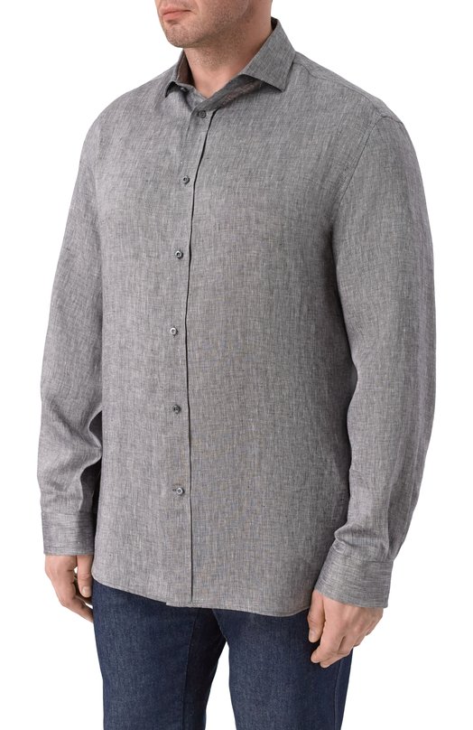 Льняная рубашка Brunello Cucinelli MM6840627 Серый  MM6840627 Фото 3