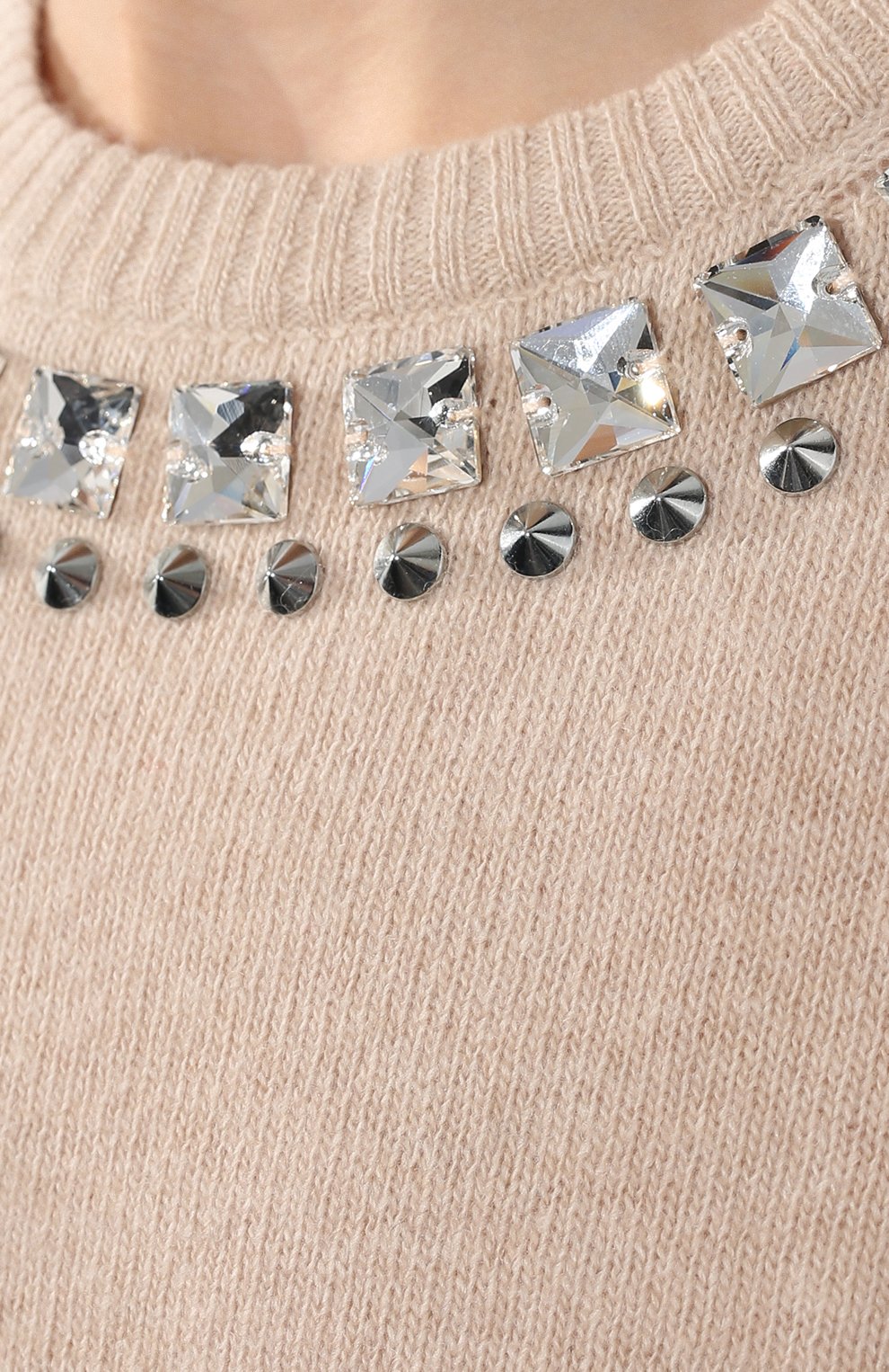 Шерстяной пуловер MIU MIU бежевого цвета по цене 135000 руб., арт. MML526-1Z4A-F0627, фото 5 Шерстяной пуловер MIU MIU, арт. MML526-1Z4A-F0627, фото 5