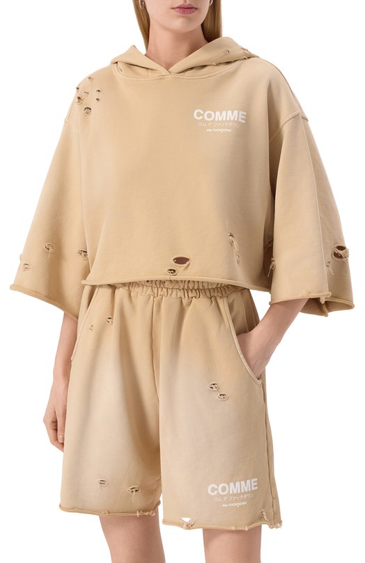 Хлопковое худи Comme des Fuckdown CFABW01235 Бежевый  CFABW01235 Фото 3