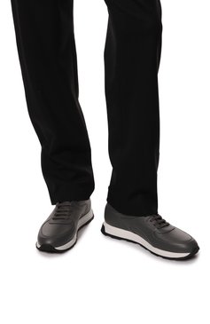 Мужские кожаные кроссовки STEFANO RICCI темно-серого цвета, арт. US61_G6436/WY | Фото 3 (Материал внутренний: Натуральная кожа; Материал сплава: Проставлено; Стили: Классический; Материал утеплителя: Без утеплителя; Подошва: Массивная; Драгоценные камни: Проставлено)
