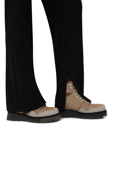 Комбинированные ботинки OFF-WHITE бежевого цвета по цене 72050 руб., арт. 0MIA228F21FAB0016110, фото 3 Комбинированные ботинки OFF-WHITE, арт. 0MIA228F21FAB0016110, фото 3