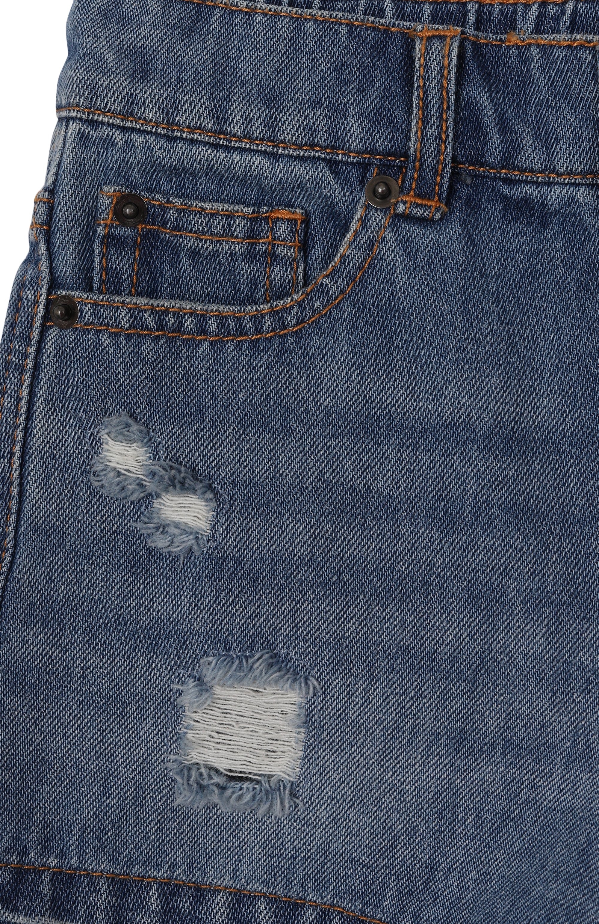 Джинсовые шорты MOSCHINO синего цвета по цене 15100 руб., арт. HDQ010/L0E35/4-8, фото 3 Джинсовые шорты MOSCHINO, арт. HDQ010/L0E35/4-8, фото 3