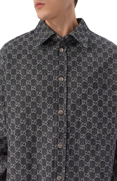 Двусторонняя хлопковая рубашка GUCCI черного цвета по цене 563500 руб., арт. 766142/XDC88, фото 5 Двусторонняя хлопковая рубашка GUCCI, арт. 766142/XDC88, фото 5
