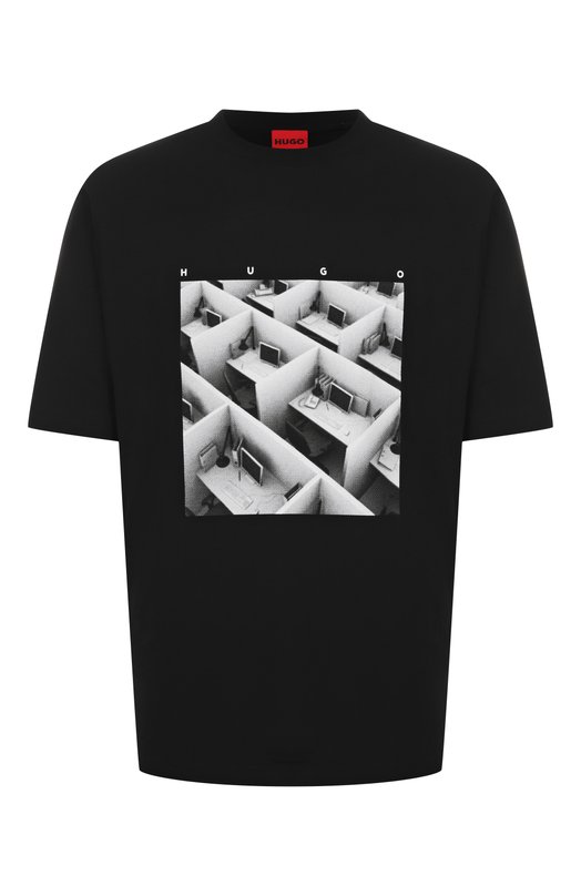 Хлопковая футболка HUGO 50553330 Чёрный 50553330