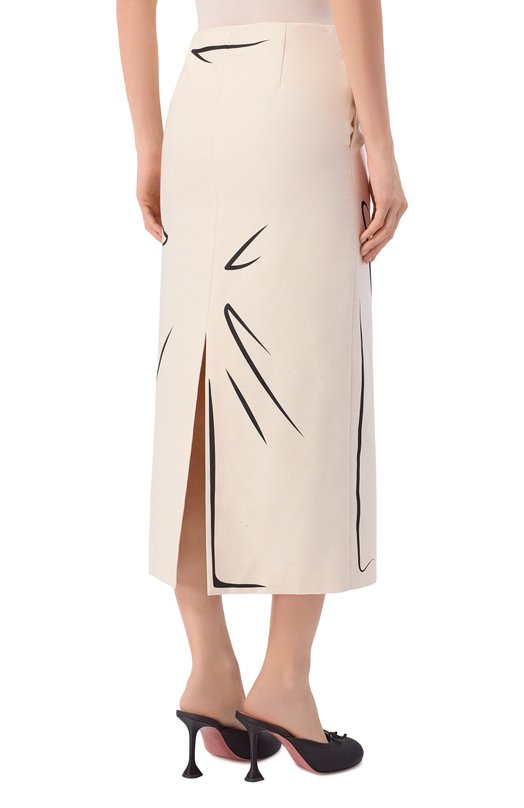 Хлопковая юбка Moschino A0107/0422 Кремовый  A0107/0422 Фото 4
