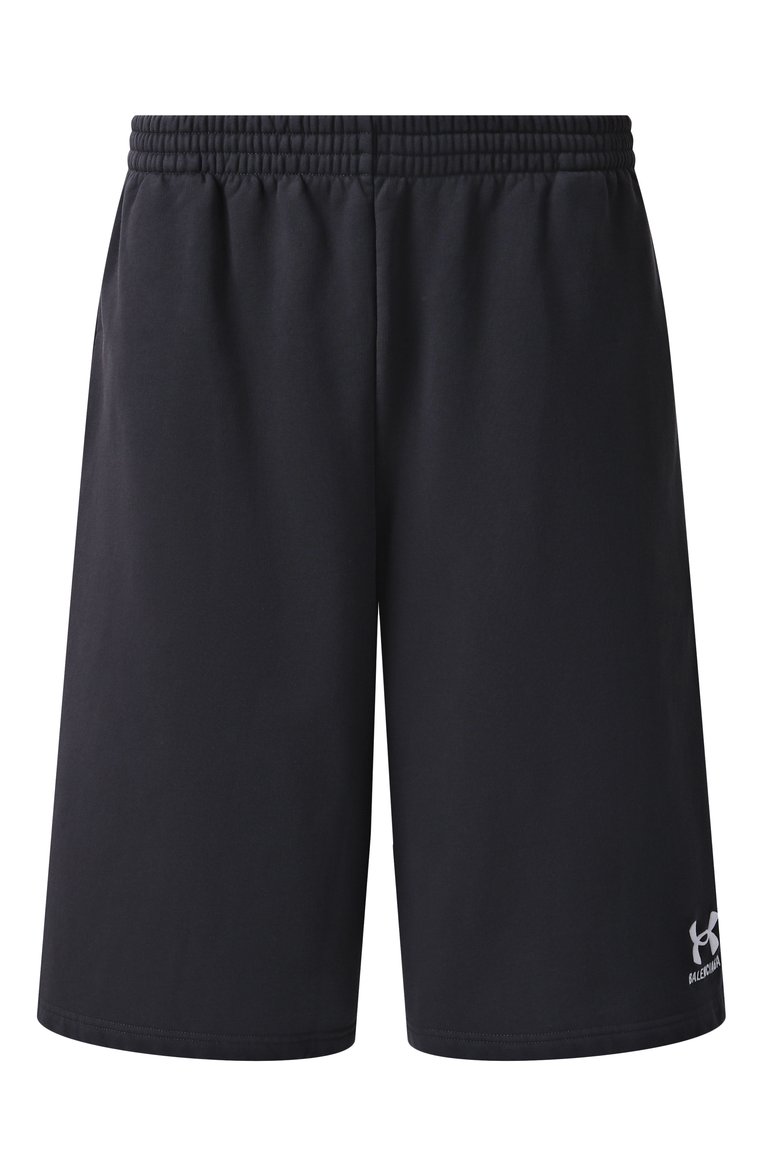 Мужские хлопковые шорты balenciaga х under armour BALENCIAGA черного цвета, арт. 795261/TRVB8 | Фото 1 (Длина Шорты М: Ниже колена; Драгоценные кам�ни: Проставлено; Материал сплава: Проставлено; Стили: Спорт-шик; Принт: Без принта; Случай: Повседневный; Материал внешний: Хлопок)