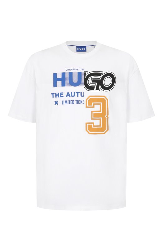 Хлопковая футболка HUGO Blue 50544168 Белый 50544168