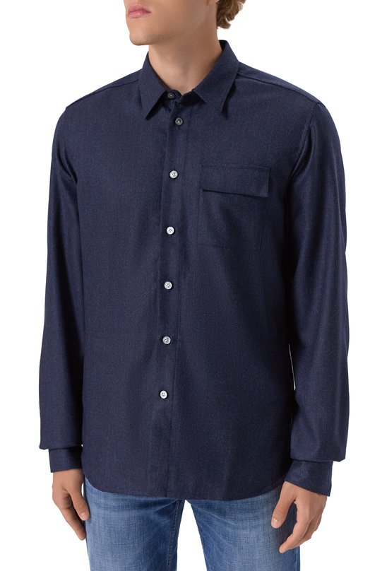 Шерстяная рубашка Kiton UMCBUBAK0167G01 Синий  UMCBUBAK0167G01 Фото 3