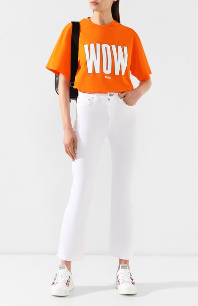 Хлопковая футболка MSGM оранжевого цвета по цене 7995 руб., арт. 2642MDM264 195298, фото 2 Хлопковая футболка MSGM, арт. 2642MDM264 195298, фото 2