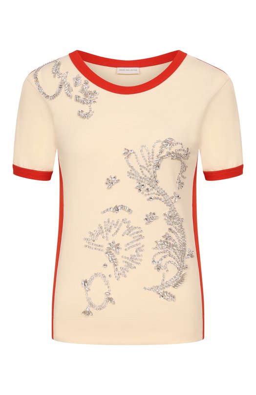 Хлопковая футболка Dries Van Noten 011117/3603 Кремовый 011117/3603
