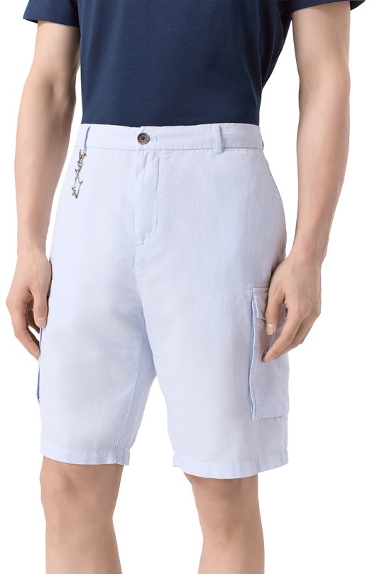 Шорты из хлопка и льна Paul&Shark 26414035 Голубой  26414035 Фото 3