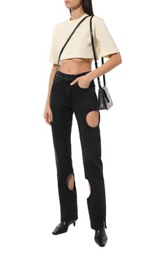 Женские джинсы OFF-WHITE черного цвета, арт. 0WYA058F23DEN002 | Фото 2 (Материал сплава: Проставлено; Длина (брюки, джинсы): Удлиненные; Драгоценные камни: Проставлено; Материал внешний: Хлопок, Деним; Стили: Гранж; Кросс-КТ: Деним; Детали: Потертости; Силуэт Ж (брюки и джинсы): Прямые)