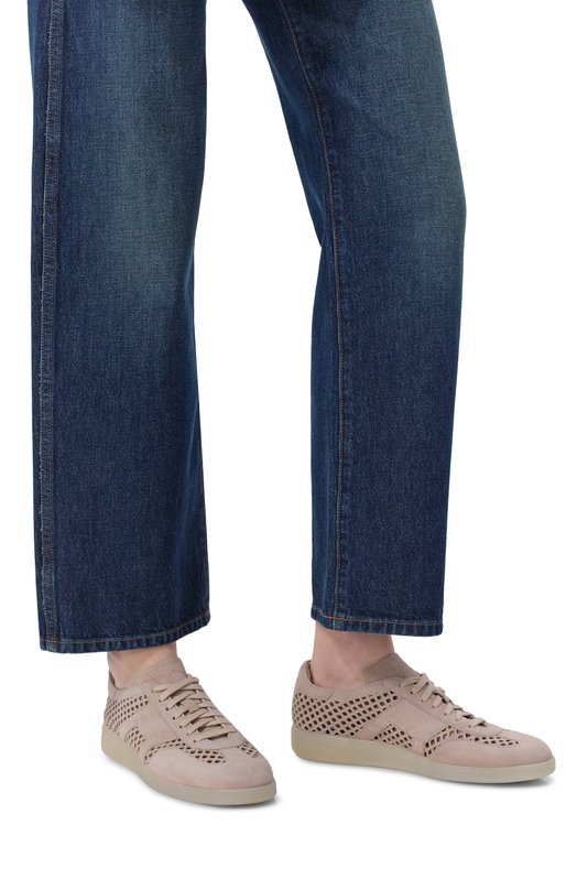 Замшевые кеды Santoni WBPG61470TITTSQC Бежевый  WBPG61470TITTSQC Фото 2