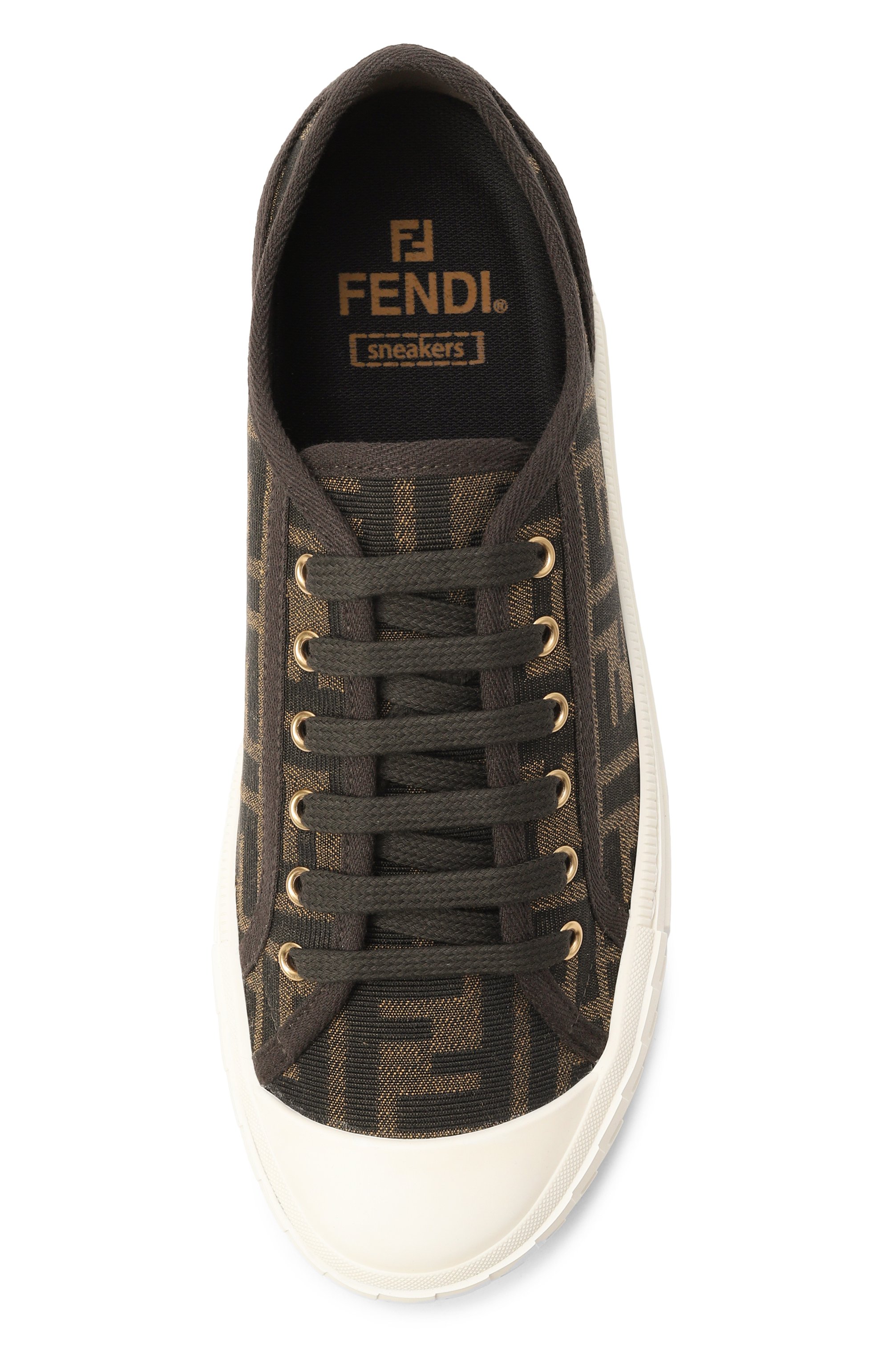 Хлопковые кеды domino FENDI коричневого цвета по цене 119000 руб., арт. 8E8325 AJZX F0R7V, фото 6 Хлопковые кеды domino FENDI, арт. 8E8325 AJZX F0R7V, фото 6