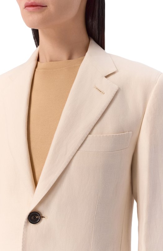 Льняной жакет Loro Piana FAP0107 Кремовый  FAP0107 Фото 5
