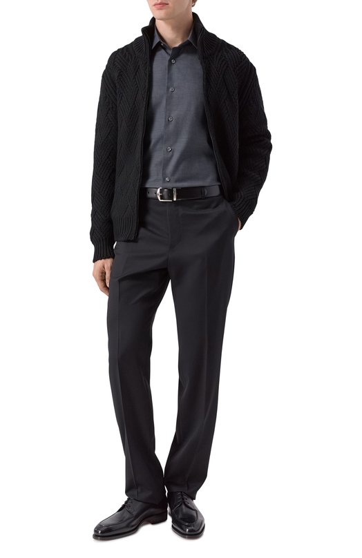 Хлопковая рубашка Brioni RCB40L/0D04P Серый  RCB40L/0D04P Фото 2