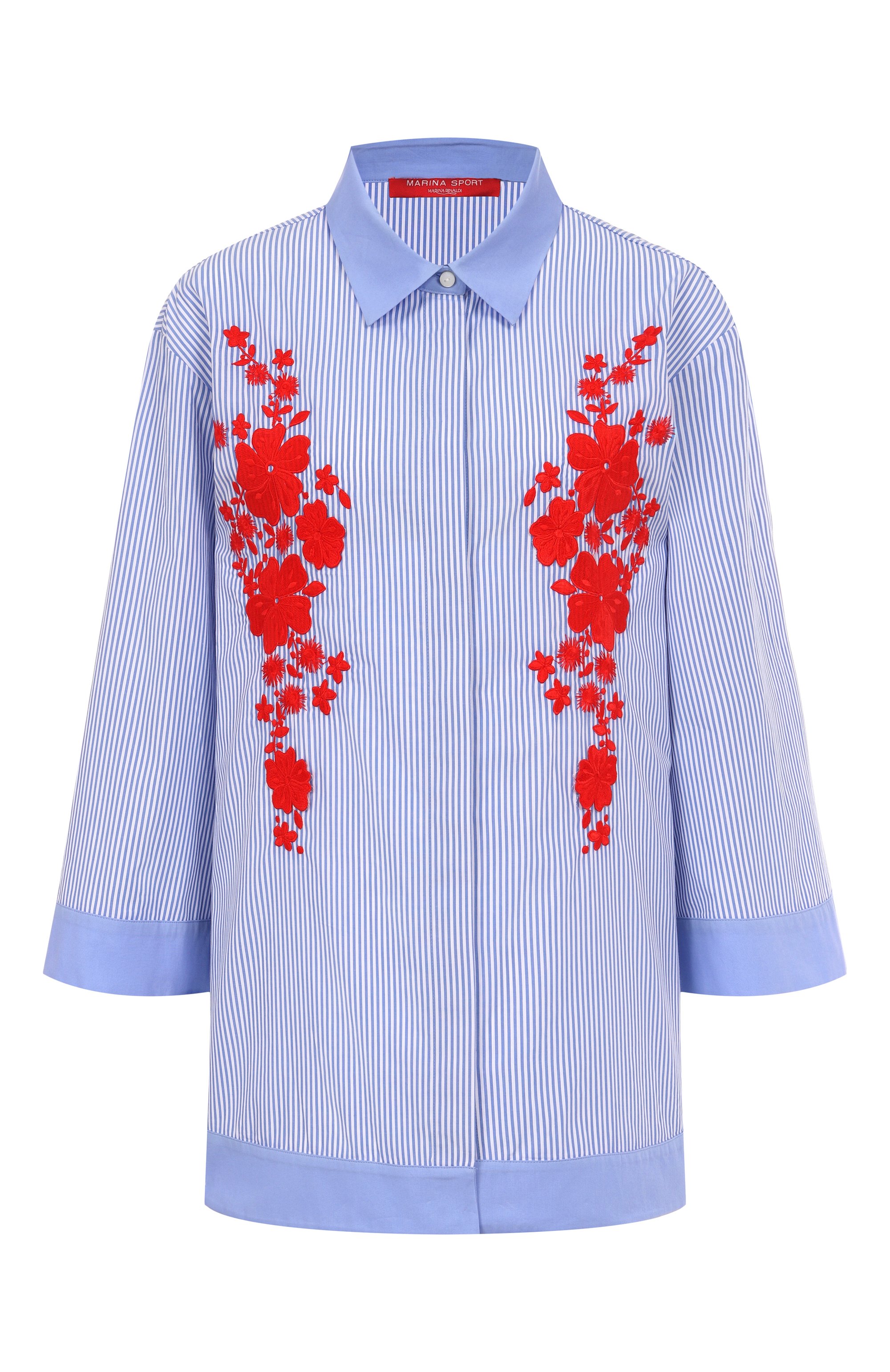 Хлопковая блузка MARINA SPORT голубого цвета по цене 39950 руб., арт. GELA, фото 1 Хлопковая блузка MARINA SPORT, арт. GELA, фото 1