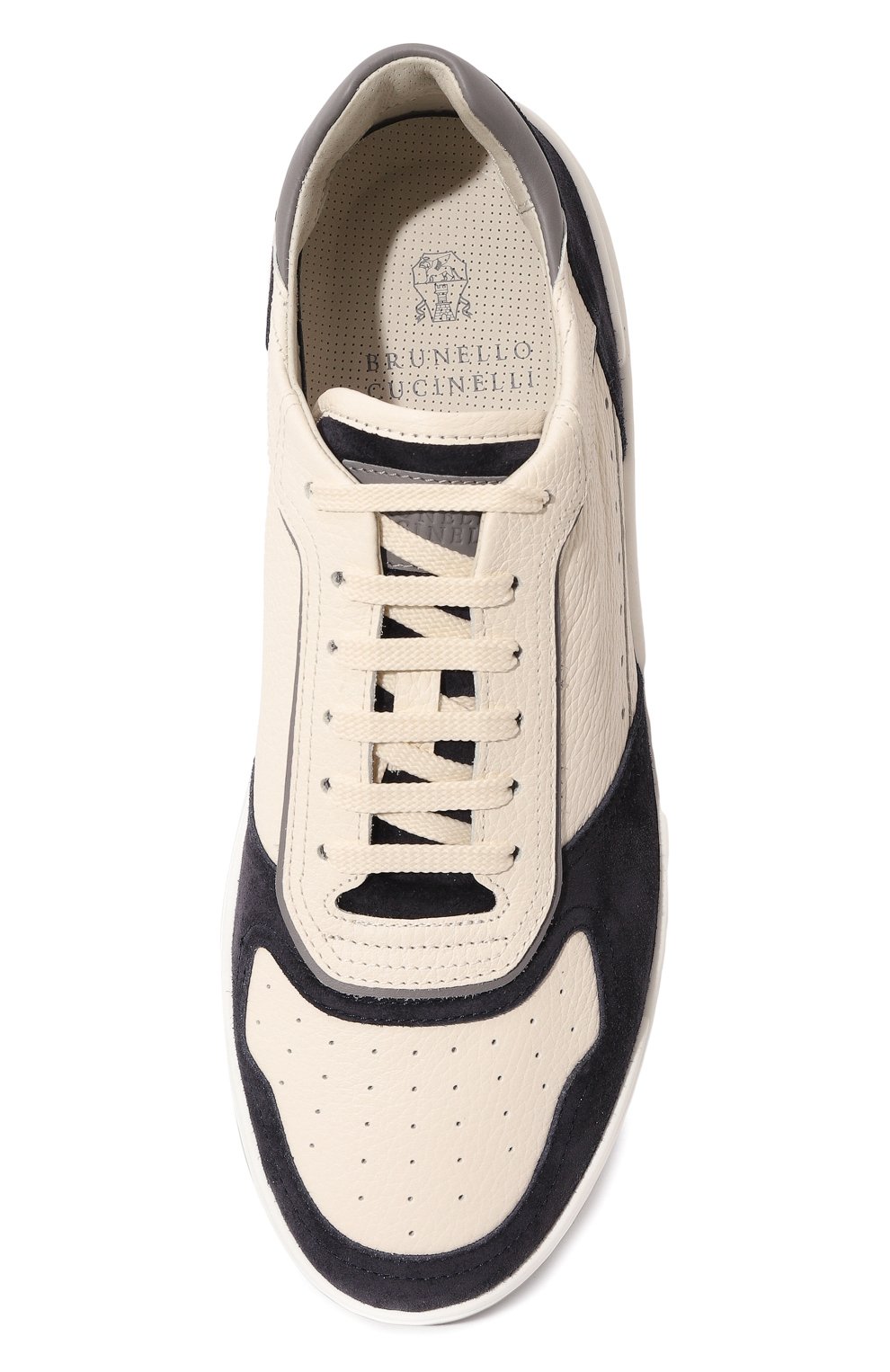 Кожаные кеды BRUNELLO CUCINELLI темно-синего цвета по цене 94150 руб., арт. MZUASB2043, фото 6 Кожаные кеды BRUNELLO CUCINELLI, арт. MZUASB2043, фото 6