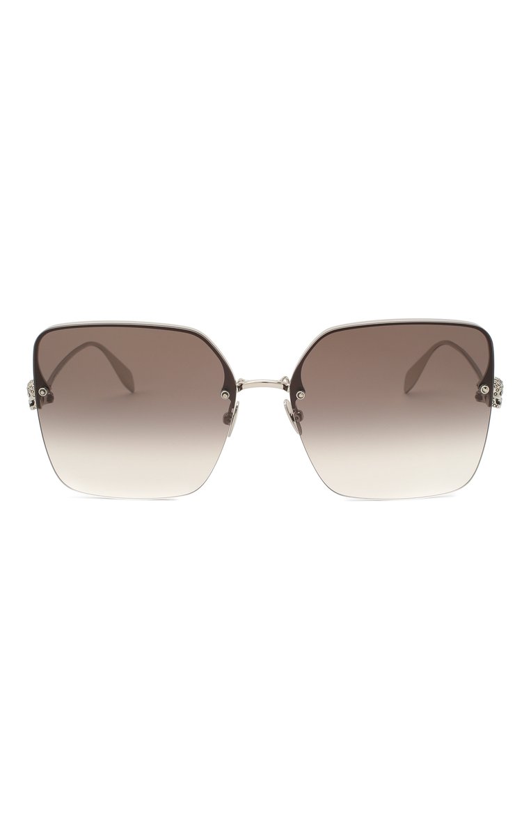 Женские солнцезащитные очки ALEXANDER MCQUEEN серебряного цвета, арт. AM0271S-001 | Фото 3 (Тип очков: С/з; Материал: Металл; Региональные ограничения белый список (Axapta Mercury): Не проставлено; Нос: Не проставлено; Очки форма: Квадратные; Оптика Гендер: оптика-женское)